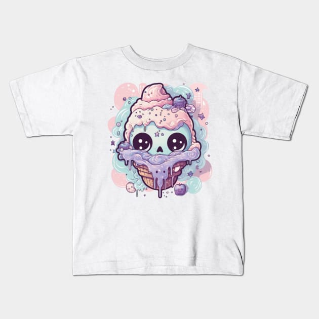 Kawaii Ice Cream Zombie Food Monsters: When the Cuties Bite Back - A Playful and Spooky Culinary Adventure! Kids T-Shirt by HalloweeenandMore